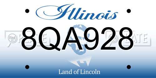 8QA928 Illinois License Plate