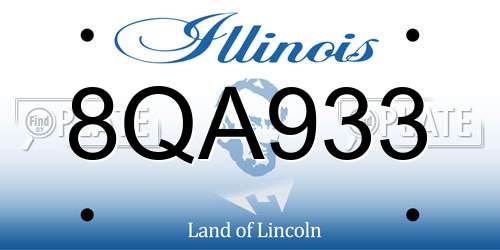 8QA933 Illinois License Plate