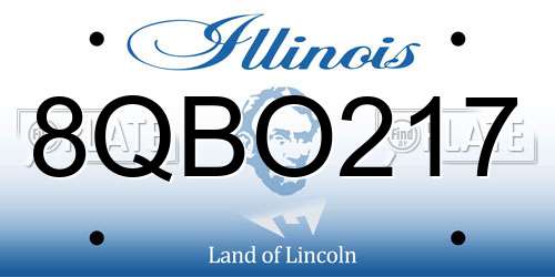 8QBO217 Illinois License Plate