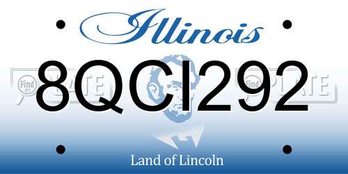 8QCI292 Illinois License Plate