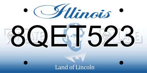 8QET523 Illinois License Plate