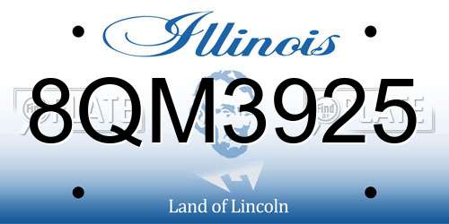 8QM3925 Illinois License Plate