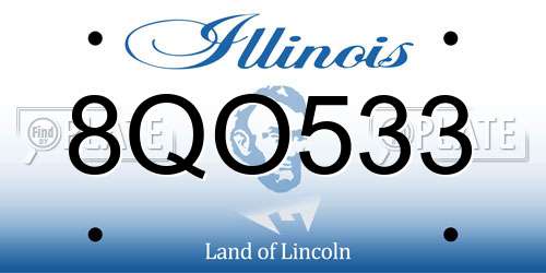 8QO533 Illinois License Plate