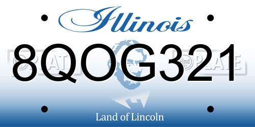 8QOG321 Illinois License Plate