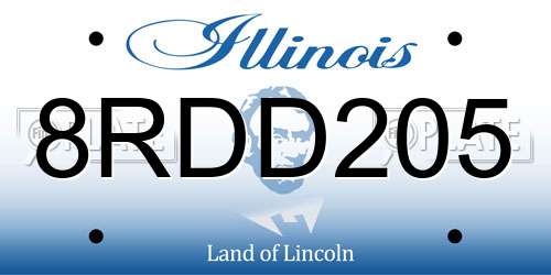 8RDD205 Illinois License Plate