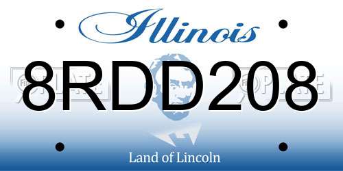 8RDD208 Illinois License Plate