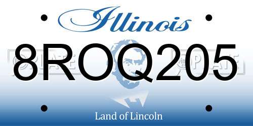 8ROQ205 Illinois License Plate