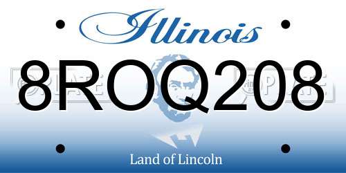 8ROQ208 Illinois License Plate
