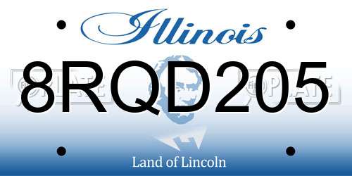 8RQD205 Illinois License Plate