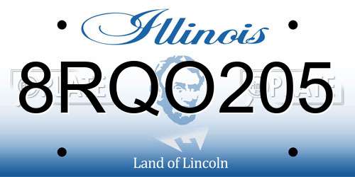 8RQO205 Illinois License Plate