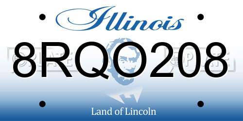 8RQO208 Illinois License Plate