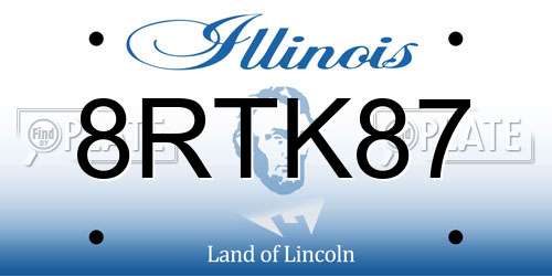 8RTK87 Illinois License Plate