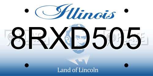 8RXD505 Illinois License Plate