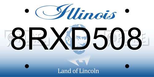 8RXD508 Illinois License Plate