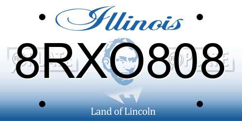 8RXO808 Illinois License Plate