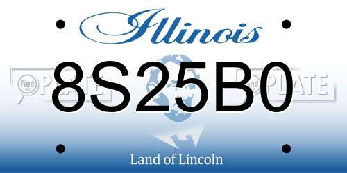 8S25B0 Illinois License Plate