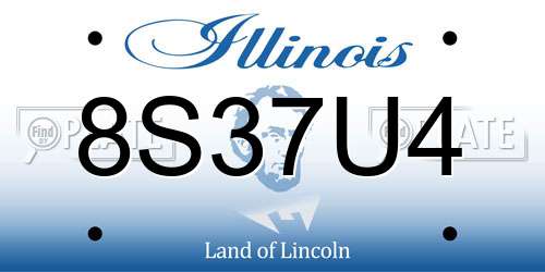 8S37U4 Illinois License Plate