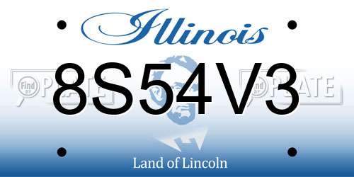 8S54V3 Illinois License Plate