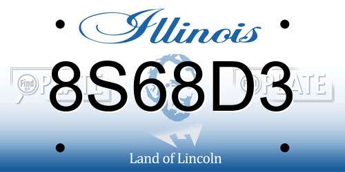 8S68D3 Illinois License Plate