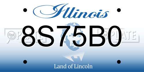 8S75B0 Illinois License Plate