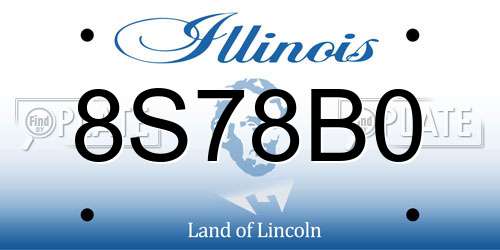8S78B0 Illinois License Plate