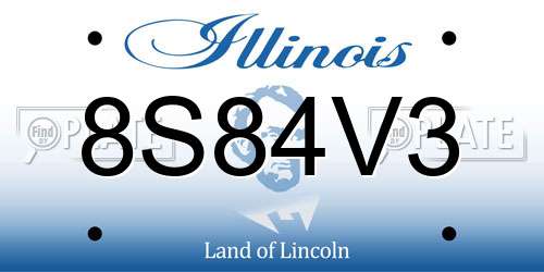 8S84V3 Illinois License Plate