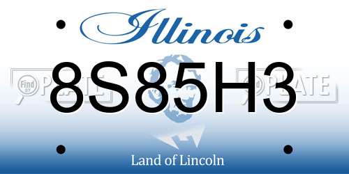 8S85H3 Illinois License Plate