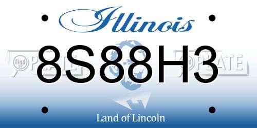 8S88H3 Illinois License Plate