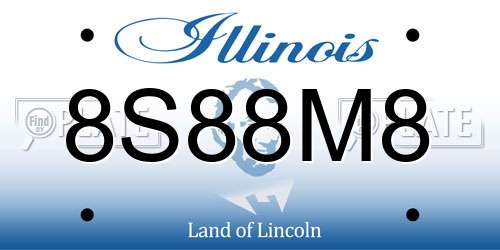 8S88M8 Illinois License Plate