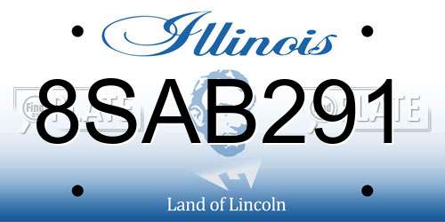 8SAB291 Illinois License Plate