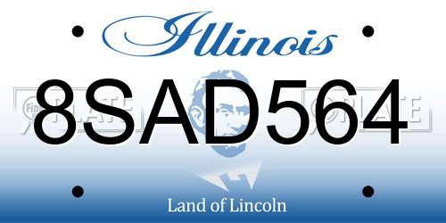 8SAD564 Illinois License Plate