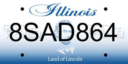 8SAD864 Illinois License Plate