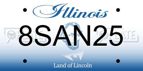 8SAN25 Illinois License Plate