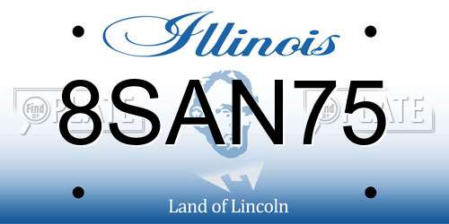 8SAN75 Illinois License Plate
