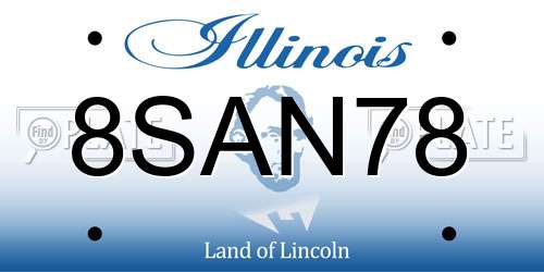 8SAN78 Illinois License Plate