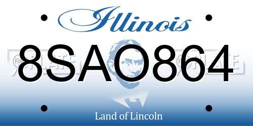 8SAO864 Illinois License Plate