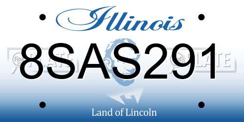 8SAS291 Illinois License Plate