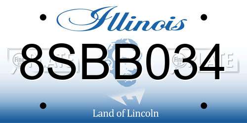8SBB034 Illinois License Plate