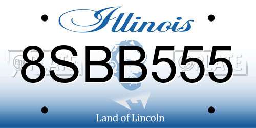 8SBB555 Illinois License Plate