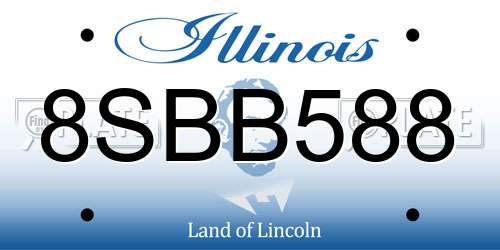 8SBB588 Illinois License Plate