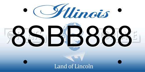 8SBB888 Illinois License Plate