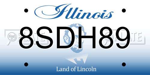 8SDH89 Illinois License Plate