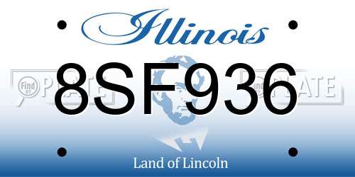 8SF936 Illinois License Plate
