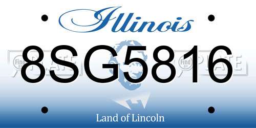 8SG5816 Illinois License Plate
