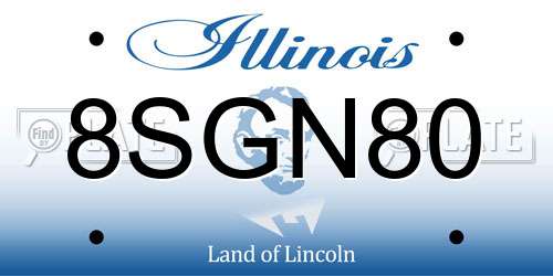 8SGN80 Illinois License Plate