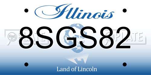 8SGS82 Illinois License Plate