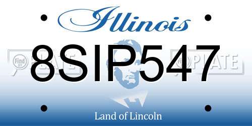 8SIP547 Illinois License Plate
