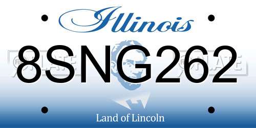 8SNG262 Illinois License Plate