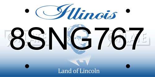 8SNG767 Illinois License Plate