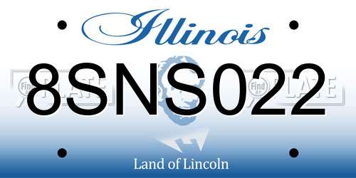 8SNS022 Illinois License Plate